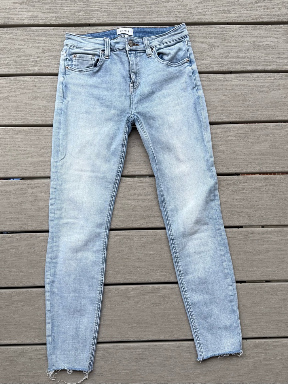 Pistola Denim Skinny Jeans Size 27 Light Wash Raw Hem Stretch